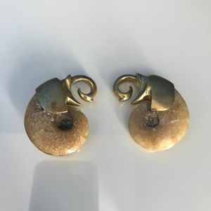 SOLD- QUETZALLI Brass and Ammonite Ear Weights